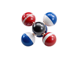 Interconnected spheres with national sports logos