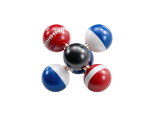 Interconnected spheres with national sports logos