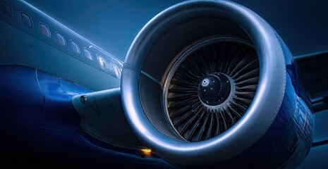 Close Up Of Aircraft Engine At Night