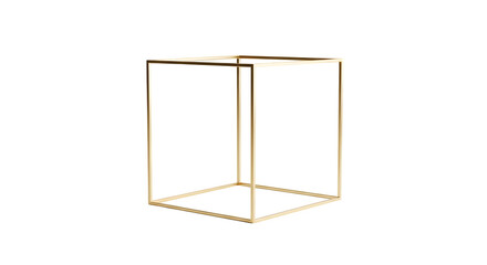 Isolated on transparent background, a golden cube frame in a studio shot
