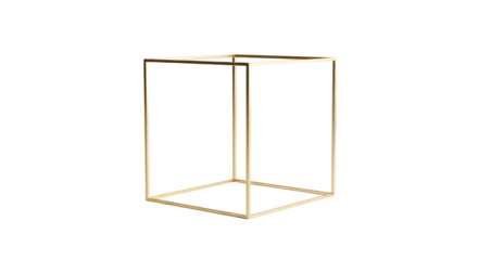 Isolated on transparent background, a golden cube frame in a studio shot