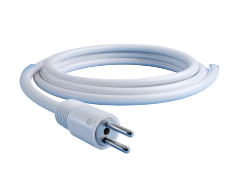 White coiled electrical cord
