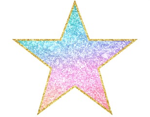 Vibrant star graphic with glitter ombre effect