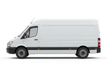 Fototapeta premium Sleek white delivery van ready for your branding needs, perfect for transport and logistics companies