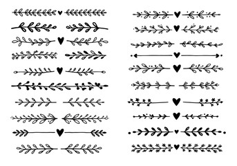 Obraz premium Charming hand-drawn floral dividers add a whimsical touch to your designs and layouts with elegant leaf accents
