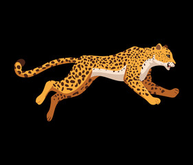Powerful Leopard Illustration Mid-Run, Capturing the Speed and Agility of this Magnificent Cat