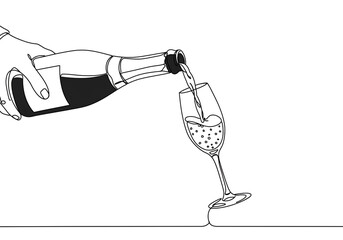 Pouring bubbly champagne into elegant glass for celebratory toast, modern minimalist design for sophisticated events