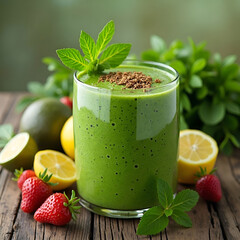Fresh green smoothie vibrant ingredients