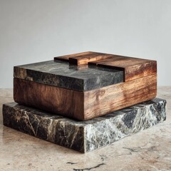 Dark stone & wood box, modern design