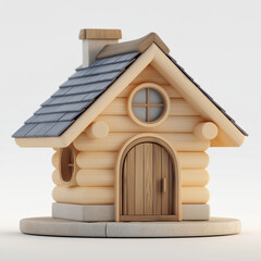 Charming wooden log cabin, perfect for storybook illustrations or cozy home concepts.