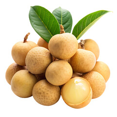 Longan  isolated on white background  ,PNG.AI Generated.