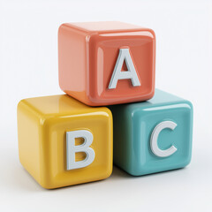 Colorful ABC building blocks stacked together, representing early childhood education and learning fundamentals for kids