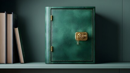 Elegant Emerald Green Locked Diary Safe, Overhead View, Secure Personal Keepsake Storage Solution.