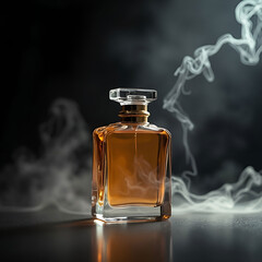 Luxury perfume bottle subtle smoke
