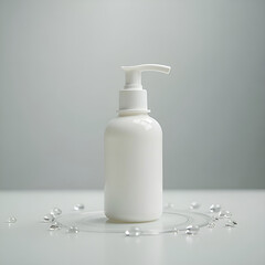 Minimalist skincare bottle single dewdrop
