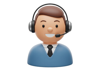 Isolated Customer service agent with headset, help desk assistant or call center worker