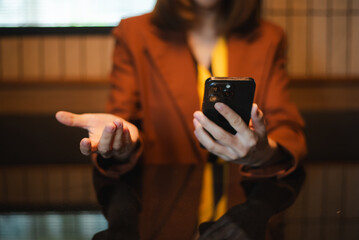 businesswoman using a stylus with digital tablet in office. Concept of smart technology, remote work