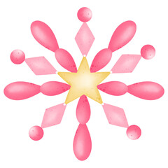 Snowflake pattern hand drawn in bright colors transparency illustration 