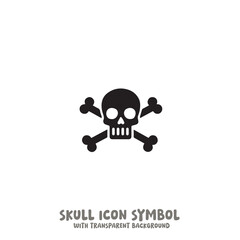 Skull and Bone Icon Symbol Vector Illustration in Black and White