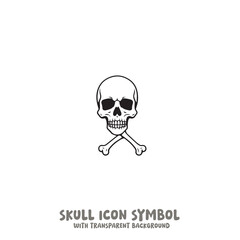 Skull and Bone Icon Symbol Vector Illustration in Black and White
