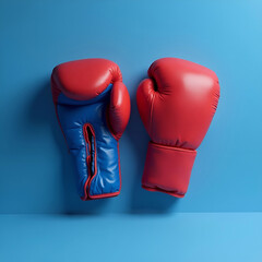 Red and blue boxing gloves minimalist studio