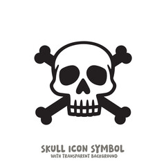 Skull and Bone Icon Symbol Vector Illustration in Black and White