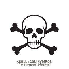 Skull and Bone Icon Symbol Vector Illustration in Black and White