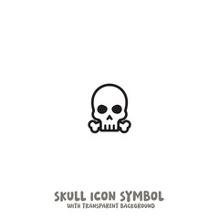 Skull and Bone Icon Symbol Vector Illustration in Black and White