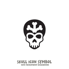 Skull and Bone Icon Symbol Vector Illustration in Black and White