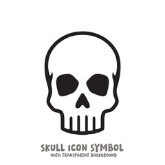 Skull and Bone Icon Symbol Vector Illustration in Black and White