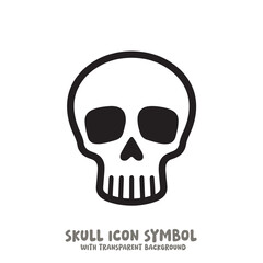 Skull and Bone Icon Symbol Vector Illustration in Black and White