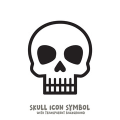 Skull and Bone Icon Symbol Vector Illustration in Black and White