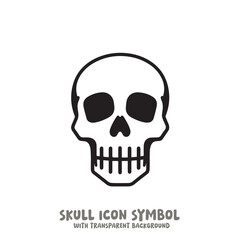 Skull and Bone Icon Symbol Vector Illustration in Black and White