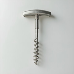 Sleek metallic corkscrew clean background