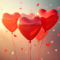 red heart balloons