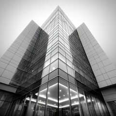 Modern skyscraper corner, low-angle view