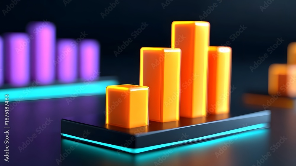 Poster colorful data visualization chart displaying business growth trends.