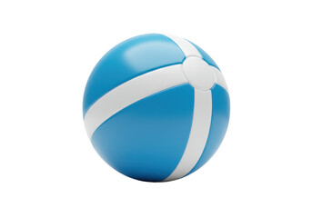 Isolated inflatable beach ball of blue color with white segments for summer fun and games