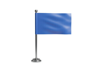 Isolated blue banner on a metal stand, national symbol on a pole, small table decoration