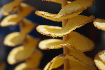 Twisted potato chips on display at local fair stall