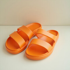 Vibrant orange slide sandals minimalist