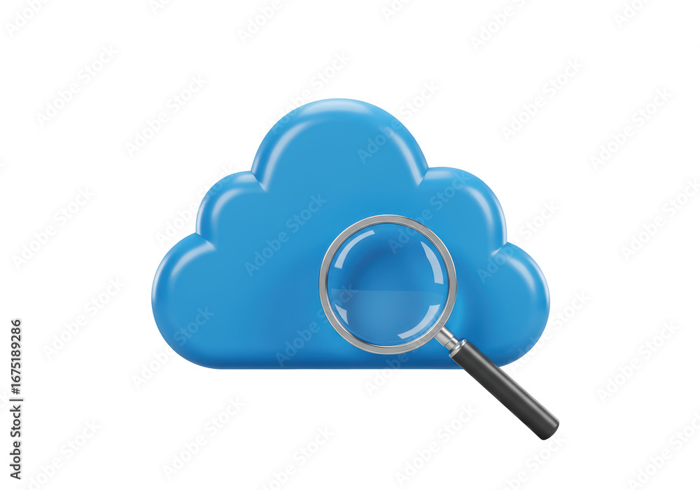 Poster isolated cloud data security concept for searching and magnifying information online