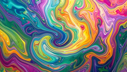 Vibrant swirling abstract design with a rainbow of colors and fluid patterns.
