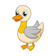 bird, duck, cartoon, animal, vector, illustration, baby, duckling, yellow, funny, fun, chicken, isolated, beak, nature, water, farm, goose, cute, icon, white, character, easter, lake, hen