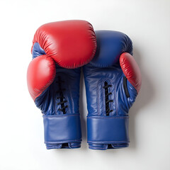 Red and blue boxing gloves minimalist studio