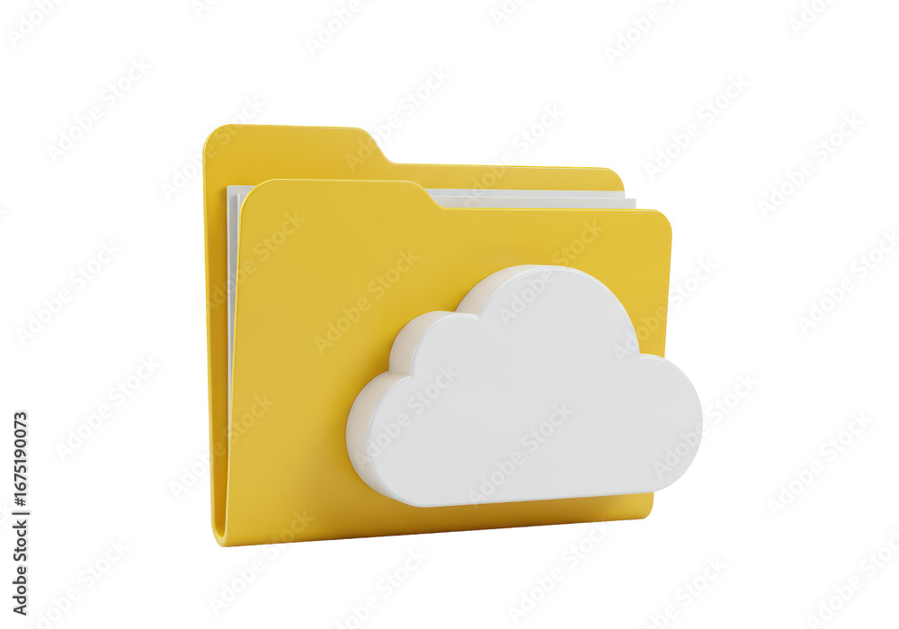 Poster isolated folder with a cloud symbol for cloud storage and data organization concept