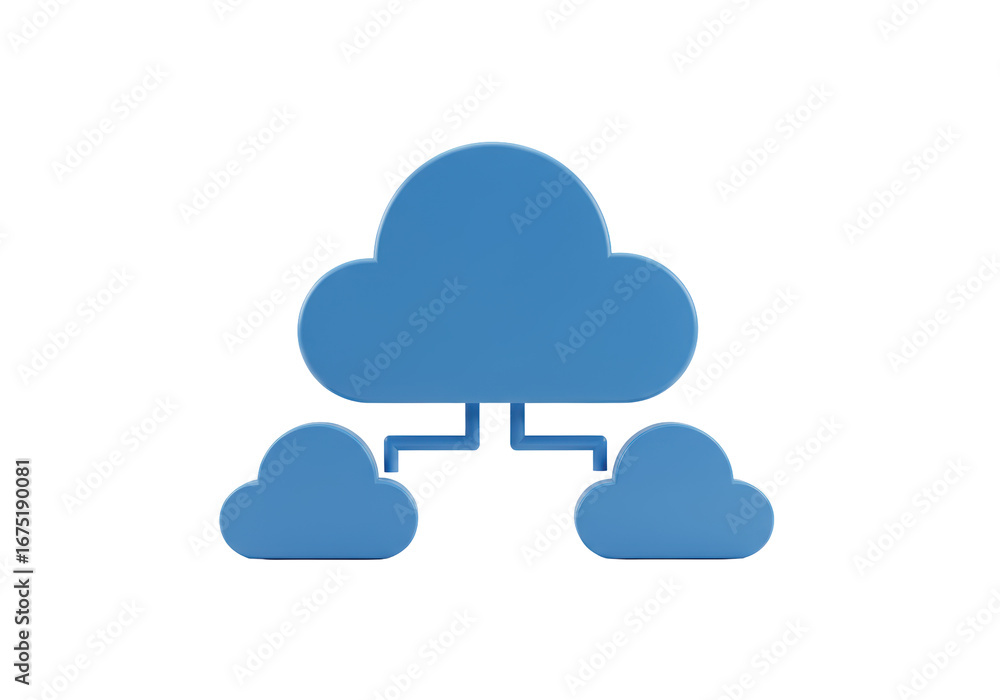 Poster isolated cloud network connection diagram, computing communication and data exchange concept