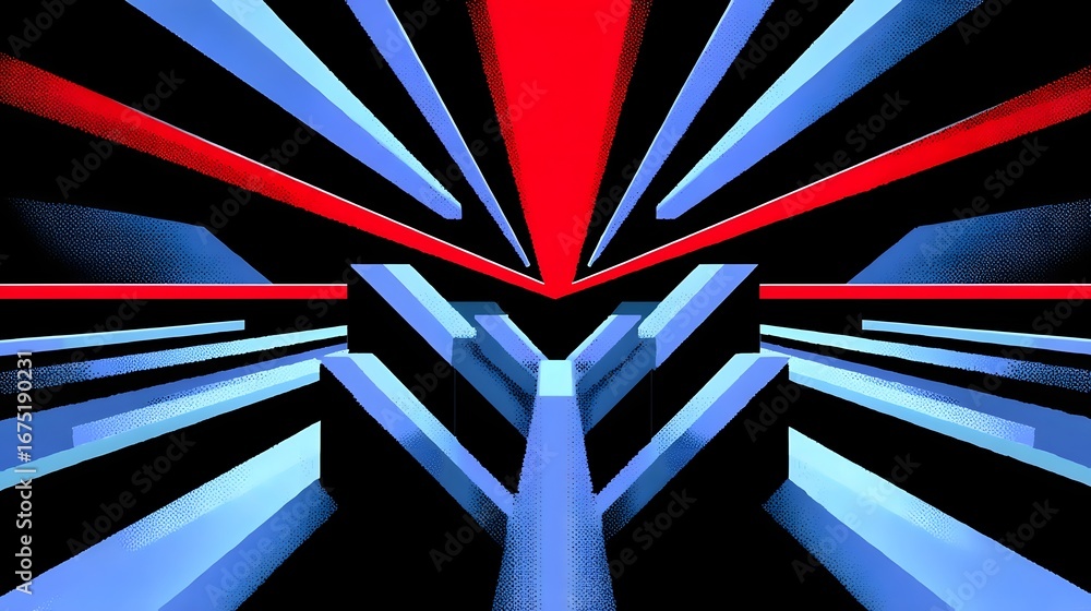 Poster abstract geometric pattern with vibrant lines and shapes