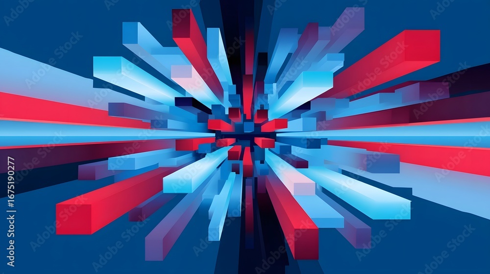 Poster vibrant abstract geometric explosion with dynamic movement
