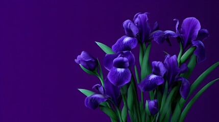 Vibrant purple irises in bloom